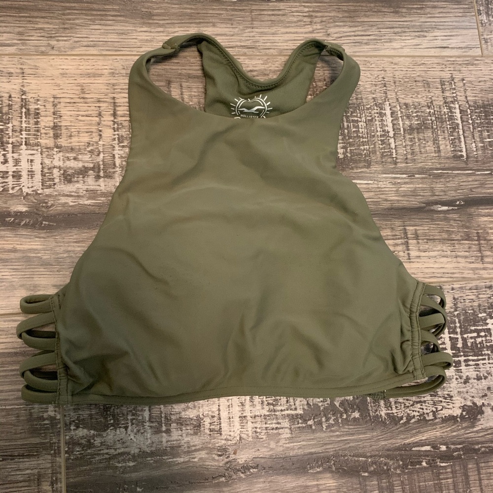 high neck green bikini top